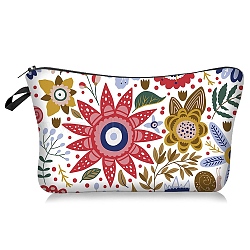 Flower Pattern Polyester Waterpoof Makeup Storage Bag, Multi-functional Travel Toilet Bag, Clutch Bag with Zipper for Women, Colorful, 22x13.5cm(PW-WG57471-05)