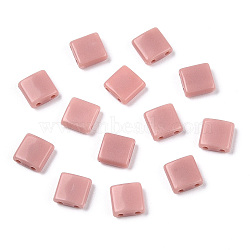 Opaque Acrylic Slide Charms, Square, Light Coral, 5.2x5.2x2mm, Hole: 0.8mm.(OACR-Z010-01V)