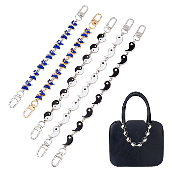 2 Sets 2 Style Alloy Enamel Butterfly with Evil Eye & Yin Yang Link Chain Purse Strap Extenders, with Alloy Swivel Clasps, Mixed Color, 22.7~29.2cm, 5pcs/box