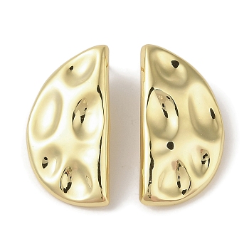 Brass Stud Earrings for Women, Lead Free & Cadmium Free, Half Round, Real 18K Gold Plated, 39x20.5mm