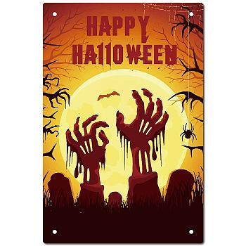 Rectangle Metal Iron Sign Poster, with Word, for Home Wall Decoration, Halloween Themed Pattern, 300x200x0.5mm