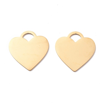 Ion Plating(IP) 304 Stainless Steel Pendants, Heart, Golden, 26x25x1mm, Hole: 5x7mm