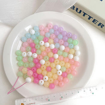 Opaque Acrylic Beads, Round, Mixed Color, 7.8x7.9mm, Hole: 2mm, 1720pcs/500g