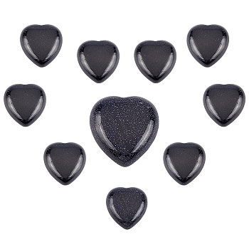 SUNNYCLUE 10Pcs Synthetic Blue Goldstone Cabochons, Heart, 25x23x7.5mm