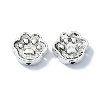 Tibetan Style Alloy Beads, Paw Print, Antique Silver, 13.5x15x4.5mm, Hole: 1.6mm, about 162pcs/500g