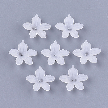 5-Petal Transparent Acrylic Bead Caps, Frosted, Flower, Clear, 20x21.5x5mm, Hole: 1.2mm