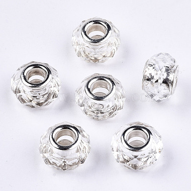 Clear Rondelle Resin+Brass Core European Beads