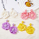 4 Pairs 4 Colors Bohemian Style Raffia Flower Dangle Stud Earrings with Iron Pins(EJEW-FI0002-26)-5