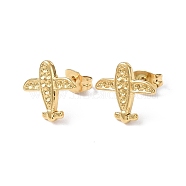 Ion Plating(IP) 304 Stainless Steel Plane Stud Earring Findings, Earring Settings for Rhinestone, Real 18K Gold Plated, Fit for: 1mm rhinestone, 12x14mm, Pin: 0.8mm(EJEW-I285-14G)