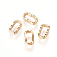 201 Stainless Steel Quick Link Connectors, Linking Rings, Closed but Unsoldered, Rectangle, Golden, 7.5x4.2x1.7mm, Inner Diameter: 6x2.7mm(STAS-L238-050D-G)
