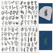 Non-Woven Water Soluble Embroidery Patterns, Wash Away Embroidery Stabilizer, Stick and Stitch Embroidery Paper, Flower, 297x210mmm, 4pcs/set(DIY-WH0538-002)
