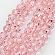 Transparent Glass Bead Strands, Imitate Austrian Crystal, Faceted(32 Facets), Round, Pink, 8mm, Hole: 1mm, about 70~72pcs/strand, 20~21 inch(X-GLAA-G013-8mm-87)