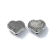 Tibetan Style Alloy Beads, Heart, Antique Silver, 10x12x6.5mm, Hole: 1.6mm, about 213pcs/500g(TIBEB-F065-08AS-07)