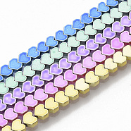 Electroplated Non-magnetic Synthetic Hematite Beads Strands, Heart, Mixed Color, 3.5x4x2mm, Hole: 0.5mm, about 126~127pcs/strand, 16.14 inch(41cm)(G-S365-010A)