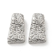 Textured Brass Beads, Trapezoid, Real Platinum Plated, 18x10.5x6mm, Hole: 3.5x2.5mm(KK-H455-05P)