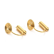 Brass Clip-on Earring Converters Findings, with Spiral Pad and Tube Rubber Ear Nuts, for Non-pierced Ears, Golden, 14x8mm(KK-D060-01G)