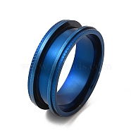 201 Stainless Steel Grooved Finger Ring Settings, Ring Core Blank, for Inlay Ring Jewelry Making, Blue, Inner Diameter: 20mm, Groove: 3.7mm(STAS-P323-10BL)