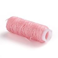 Waxed Polyester Cord, for Jewelry Making, Pink, 0.8mm, about 30m/roll(YC-WH0007-03B-01)
