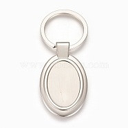 Zinc Alloy Cabochon Settings Keychain, with Iron Ring, Oval, Platinum, Tray: 21x32mm, 79mm, 53x31x4mm, 1pc/box(KEYC-E028-10P)