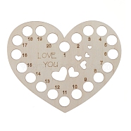 Wooden Embroidery Thread Plate, Cross Stitch Threading Board Tools, Heart, Antique White, 11x13.5cm(PW-WG75950-06)