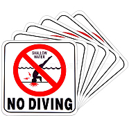 PVC Plastic No Diving Sign Stickers, Safety Warning Stickers, Square, Red, 165x150x0.3mm, Sticker: 150x150x0.1mm(DIY-WH0472-01)
