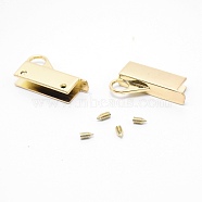 (Clearance Sale)Zinc Alloy Bag Lock Catch Clasps, with Screws, Rectangle, Light Gold, 3.3x1.95x0.65cm(PALLOY-TAC0004-05LG)