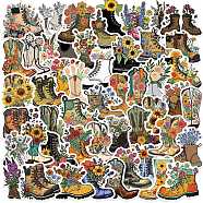 50Pcs Retro Flower Boot Waterproof PVC Adhesive Stickers Set, for DIY Scrapbooking and Journal Decoration, Shoes, 48~76x42~57x0.2mm(STIC-C005-02)
