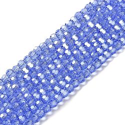 Transparent Glass Beads, Faceted, Round, Cornflower Blue, 4.5x4mm, Hole: 1mm, about 94~95pcs/strand, 13.98''(35.5cm)(EGLA-A035-T4mm-B14)