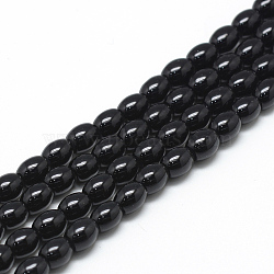 Baking Painted Glass Beads Strands, Oval, Imitation Jade, Black, 8~8.5x6~6.5mm, Hole: 1.5mm, about 96pcs/strand, 32.2 inch(X-DGLA-S115-8x6mm-Y49)