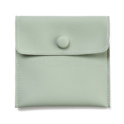 PU Imitation Leather Jewelry Storage Bags, with Iron Snap Buttons, Square, Dark Sea Green, 9.7x9.9x1cm(ABAG-A009-03B-01)