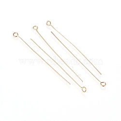304 Stainless Steel Eye Pins, Golden, 50x0.6mm, Hole: 2mm(X-STAS-L238-005C-G)