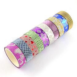 Glitter Powder DIY Scrapbook Decorative Paper Tapes, Self Adhesive Tapes, Mixed Color, 14.5mm, about 3m/roll, 10rolls/group(DIY-S028-01)