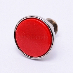 Alloy Button Pins for Jeans, with Resin, Garment Accessories, Flat Round, Red, 16x15mm, Pin: 1.2mm, Hole: 1.2mm(PJ-TAC0003-01P-07)