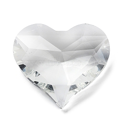 Transparent Glass Beads, Faceted, Heart, No Hole, for Chandelier Crystal Hanging Finding, Clear, 36x39x15mm(GLAA-R223-01B)