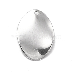 201 Stainless Steel Pendants, Oval Charm, Stainless Steel Color, 22.5x16x1.5mm, Hole: 1.2mm(STAS-G296-02P)