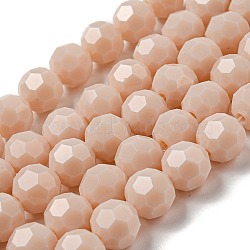 Opaque Glass Beads Stands, Faceted(32 Facets), Round, PeachPuff, 10mm, Hole: 1.8mm, about 66~68pcs/strand, 24.02''~24.13''(61~61.3cm)(EGLA-A035-P10mm-D05)
