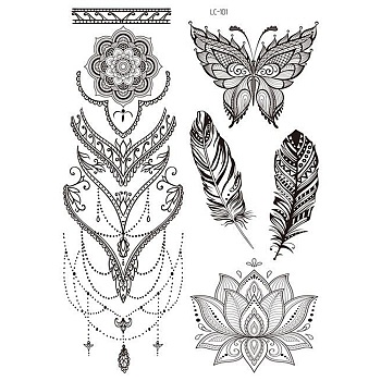 Mandala Pattern Vintage Removable Temporary Water Proof Tattoos Paper Stickers, Mixed Patterns, 21x15cm