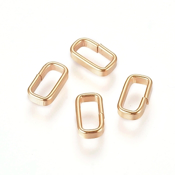 201 Stainless Steel Quick Link Connectors, Linking Rings, Closed but Unsoldered, Rectangle, Golden, 7.5x4.2x1.7mm, Inner Diameter: 6x2.7mm