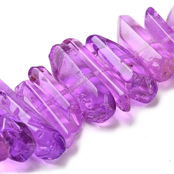 SUPERFINDINGS 1 Strand Natural Quartz Crystal Beads Strands, Dyed, Pillar, Dark Orchid, 15~30x4~8x4~7mm, Hole: 1mm, 8 inch