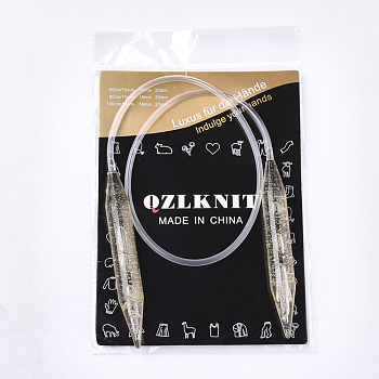 PVC Wire PC Circular Knitting Needles, Pale Goldenrod, 80x1.8cm