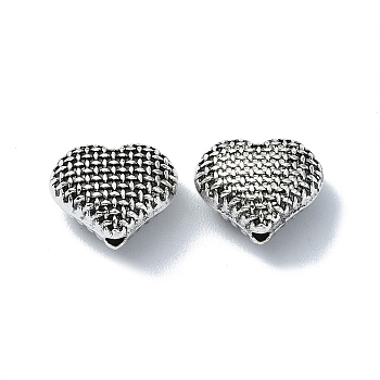 Tibetan Style Alloy Beads, Heart, Antique Silver, 10x12x6.5mm, Hole: 1.6mm, about 213pcs/500g