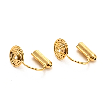 Brass Clip-on Earring Converters Findings, with Spiral Pad and Tube Rubber Ear Nuts, for Non-pierced Ears, Golden, 14x8mm