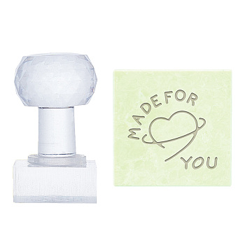 Clear Acrylic Soap Stamps, DIY Soap Molds Supplies, Rectangle, Heart, 60x37x33mm, Pattern: 34x30mm