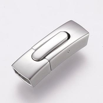 304 Stainless Steel Bayonet Clasps, Rectangle, Stainless Steel Color, 30x10x7.5mm, Hole: 4x8mm