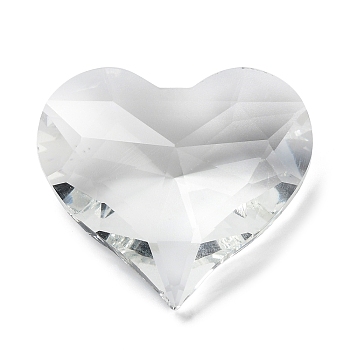 Transparent Glass Beads, Faceted, Heart, No Hole, for Chandelier Crystal Hanging Finding, Clear, 36x39x15mm
