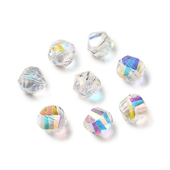 Glass Imitation Austrian Crystal Beads, Faceted, Nugget, Clear AB, 8x8mm, Hole: 1mm