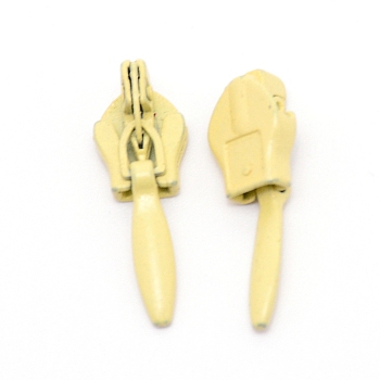 Iron Invisible Zipper Pull Slider Head, for Clothes DIY Sewing Accessories, Champagne Yellow, 2.5x0.88x0.6cm