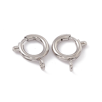 201 Stainless Steel Spring Ring Clasps, Stainless Steel Color, 10x2mm, Hole: 2.5mm