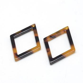 Cellulose Acetate(Resin) Charms, Rhombus, Goldenrod, 37x27.5x2.5mm, Hole: 1.5mm