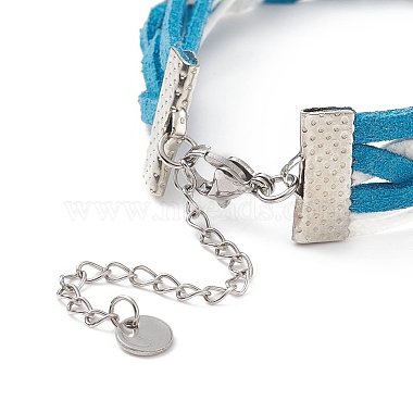 Alloy Heart Beat & 304 Stainless Steel Infinity Links Multi-strand Bracelet(BJEW-TA00190-04)-5